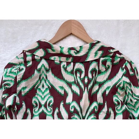 NWT Zara The Selena Blouse Printed Collared V-Neckline Tie Front Long Sleeve Top - Picture 12 of 13